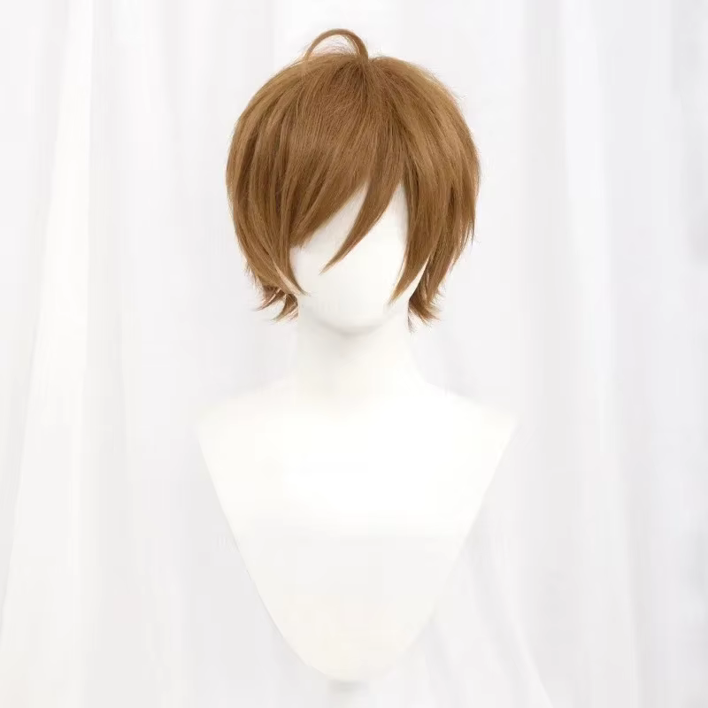 Perruque de Cosplay synthétique courte et lisse, blanc, vert, violet, marron, noir, bleu, gris, Oran