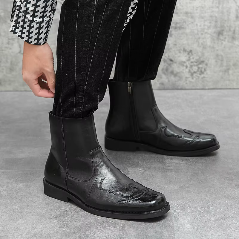 StephanBoots-Bottes de cowboy en cuir véritable pour hommes, faites à la main, confortables, qualité