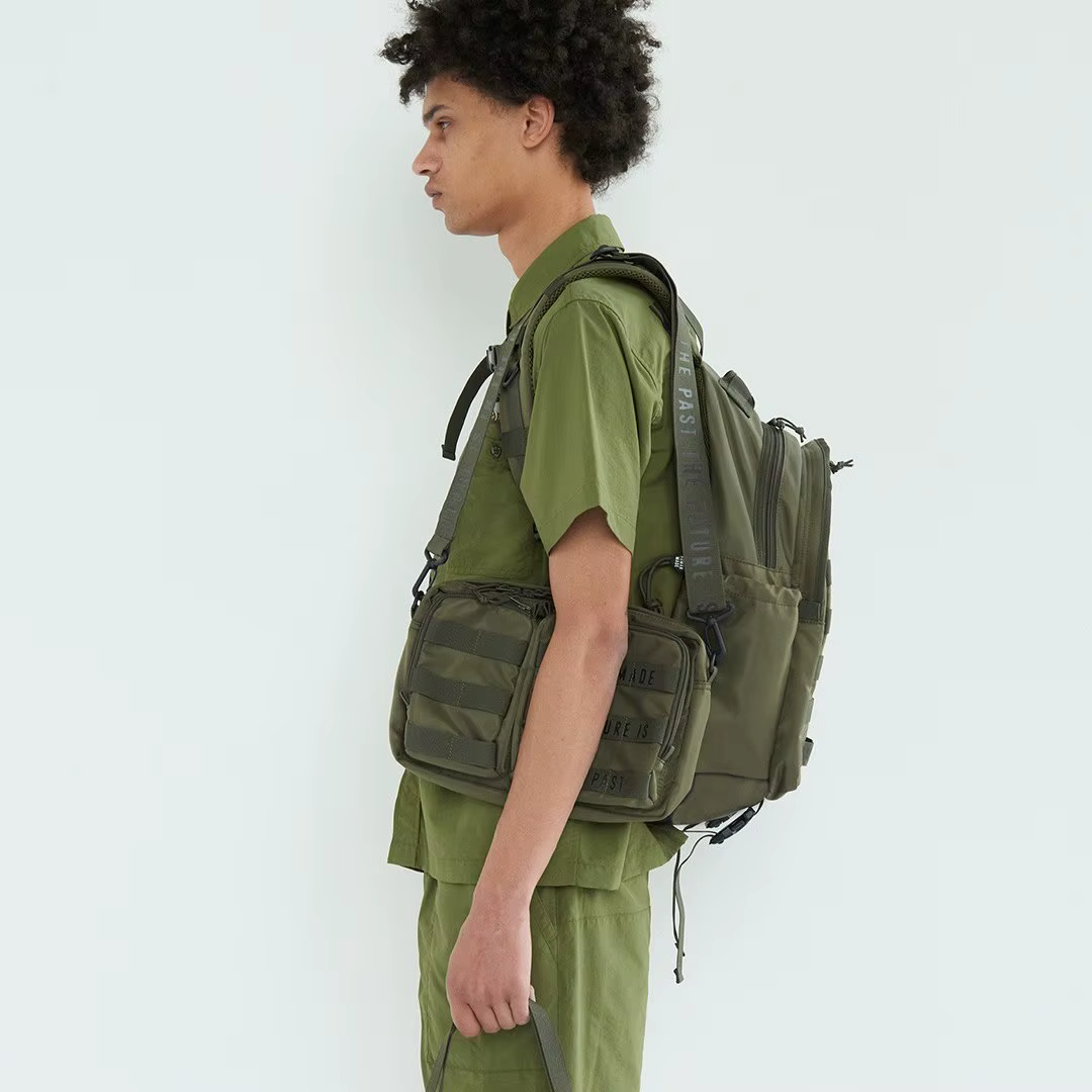 Sac à dos en nylon de style rétro américain Human Made, sac à dos de voyage de grande capacité, sac