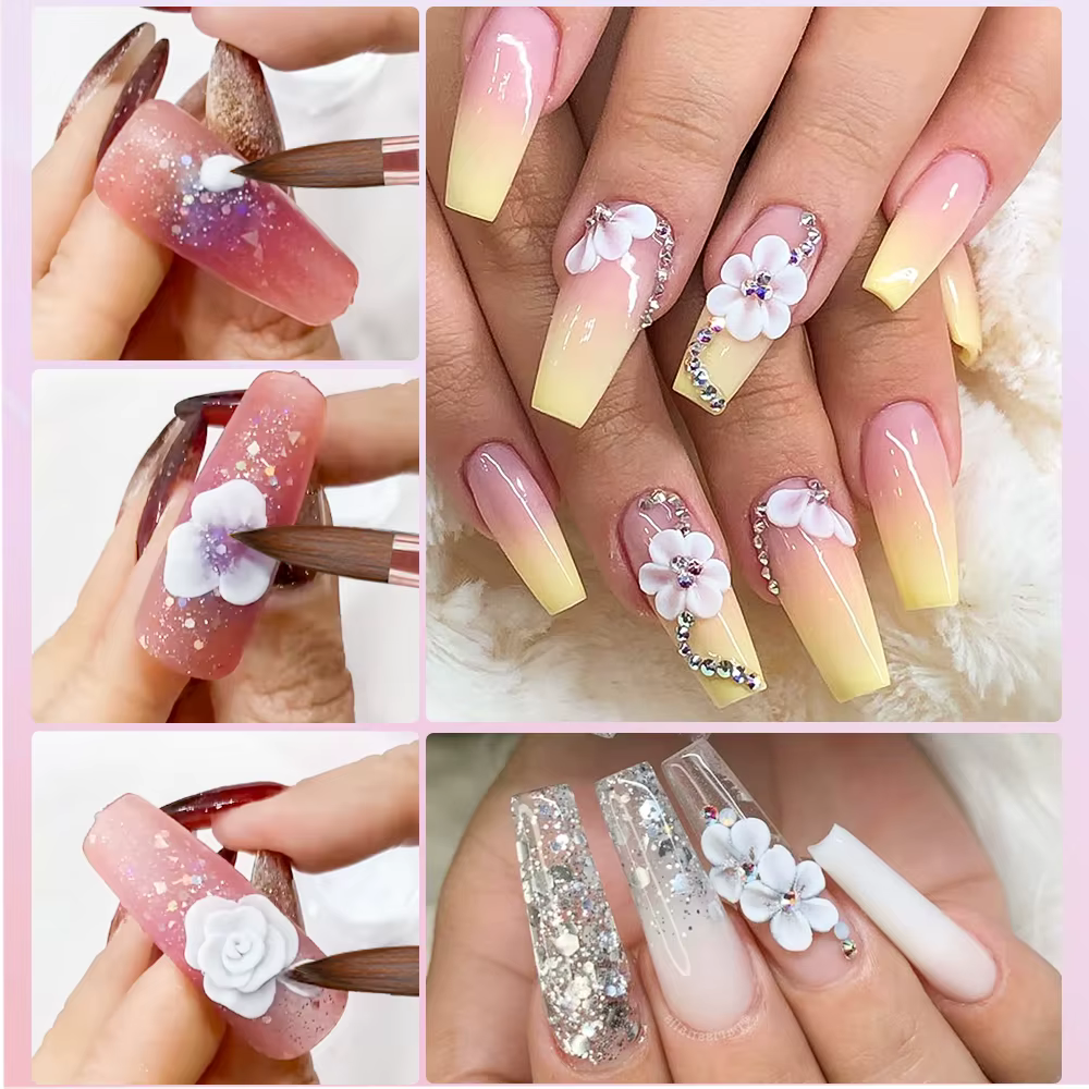 Brosse à ongles pour Application acrylique, 3 pièces, 8/10/14 #   Pinceaux à ongles professionnels r