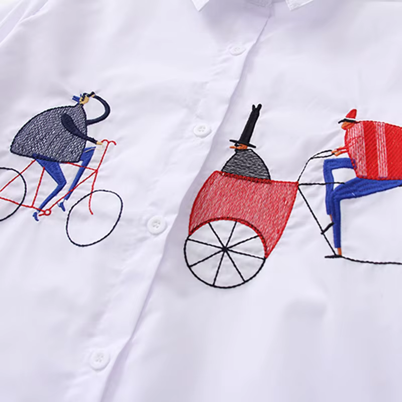2024 nouvelle chemise blanche décontractée boutonnée col rabattu femme Blouse à manches longues coto