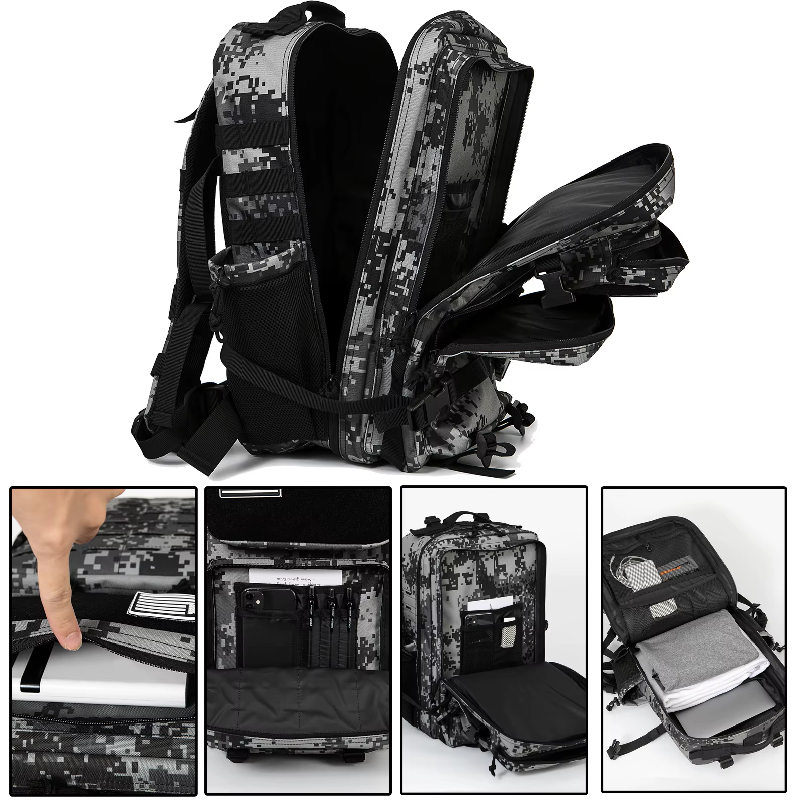 45L sac à dos tactique sac de survie chasse MOLLE sac à dos GYM pour hommes EDC randonnée en plein a