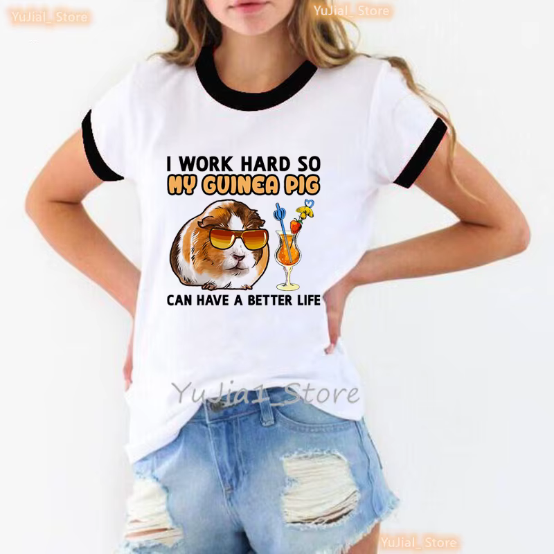 T-shirt imprimé "I Work Hard" pour Femme, avec motif cochon d'inde, français, bouledogue, Chihuahua,