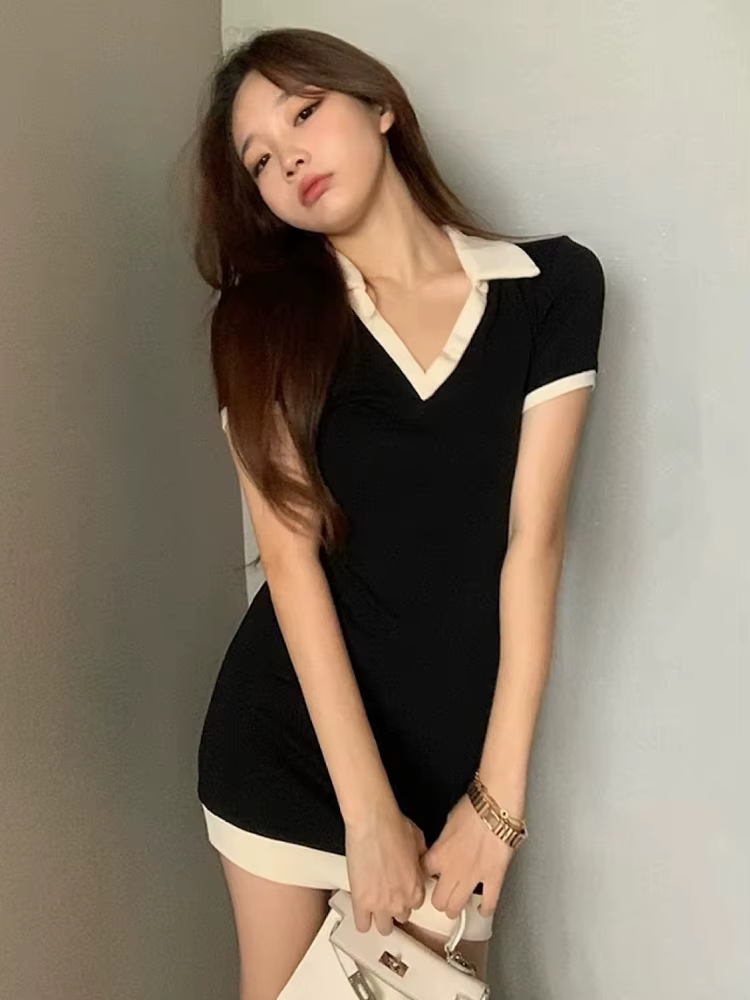Robe fourreau à panneaux pour femmes, style coréen, simple, classique, vintage, chic, été