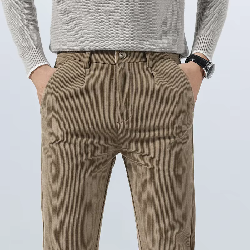 Pantalon décontracté en velours côtelé pour homme, collection Printemps-Automne 2026, coupe droite é