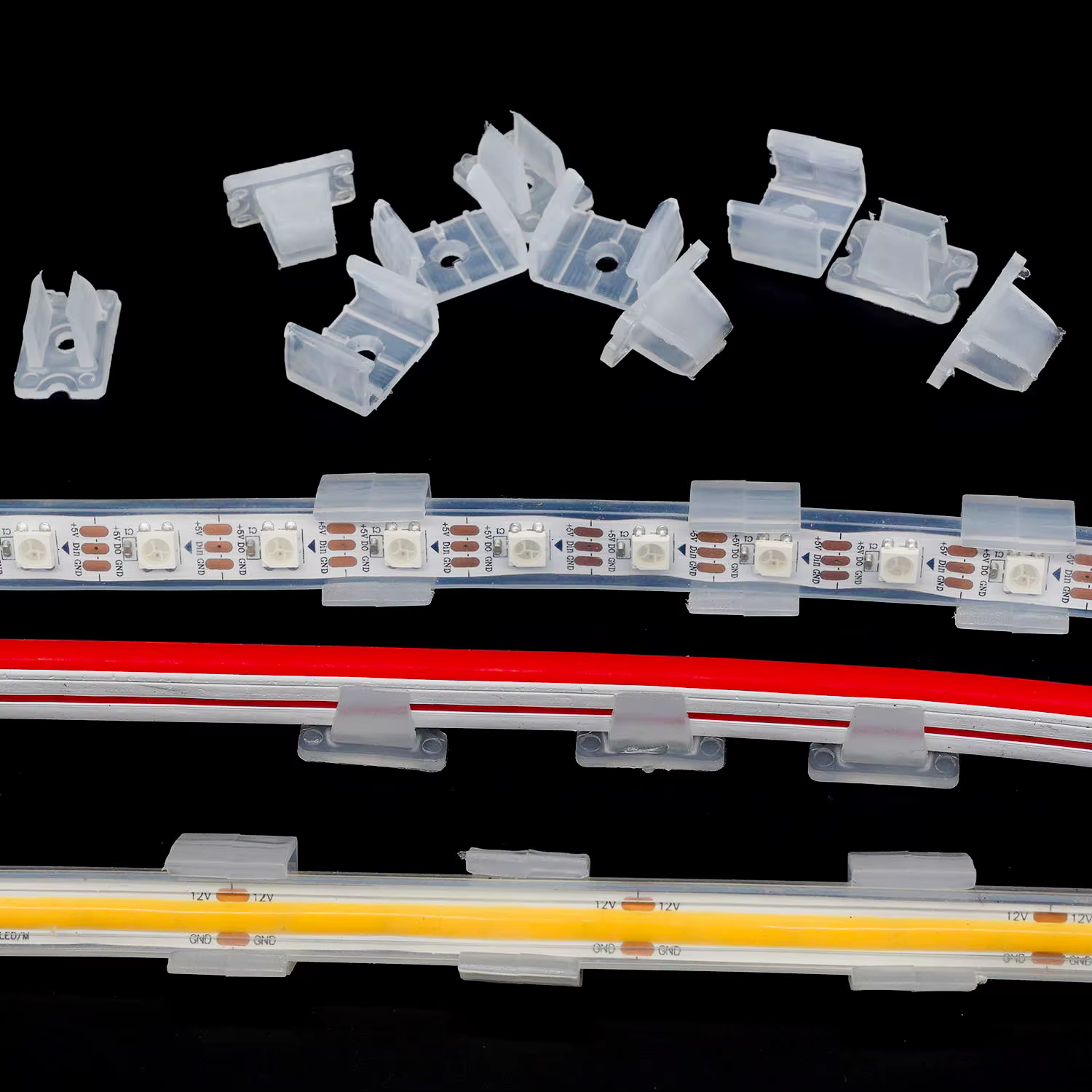 Clip de bande néon 6x12mm / 8x16mm 12mm 15mm, fixation de connecteur LED, Clips de montage en plasti