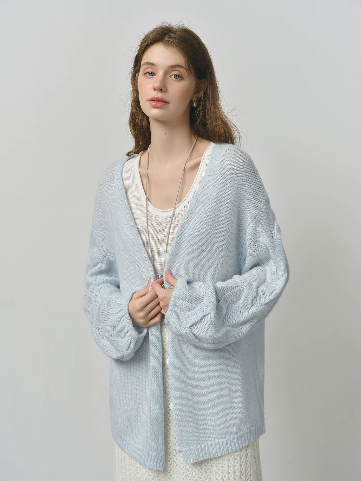 FSLE laine d'alpaga lâche paresseux câble tricoté col en v Cardigan veste femme automne 2025 nouveau