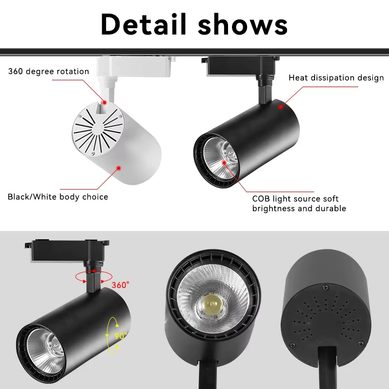 Ensemble d'éclairage sur rail à LED, budgétaire, lampe sur rail, éclairage de magasin, projecteurs p