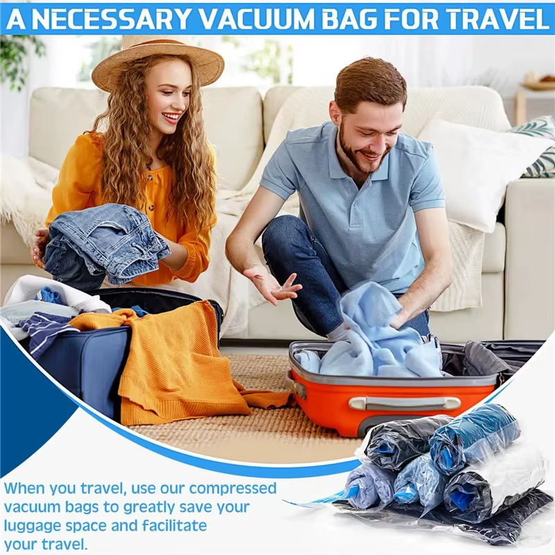 Sacs de compression de voyage, sacs enroulables permettant d'économiser de l'espace pour bagages, vê