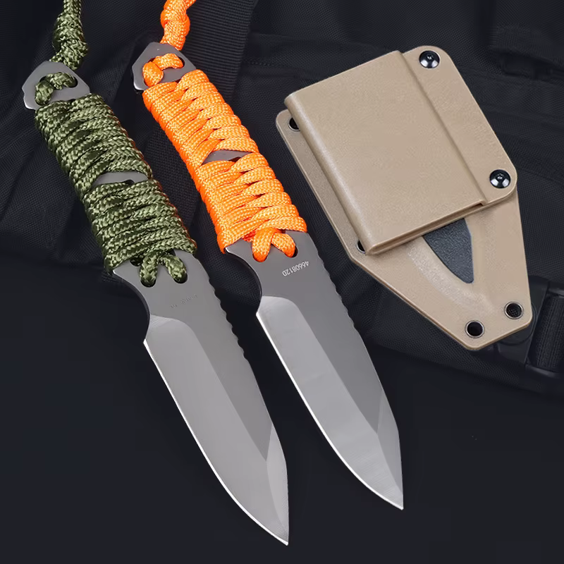 Couteau d'extérieur polyvalent, couteau de poche EDC, lame fixe avec fourreau, couteau de Camping, c