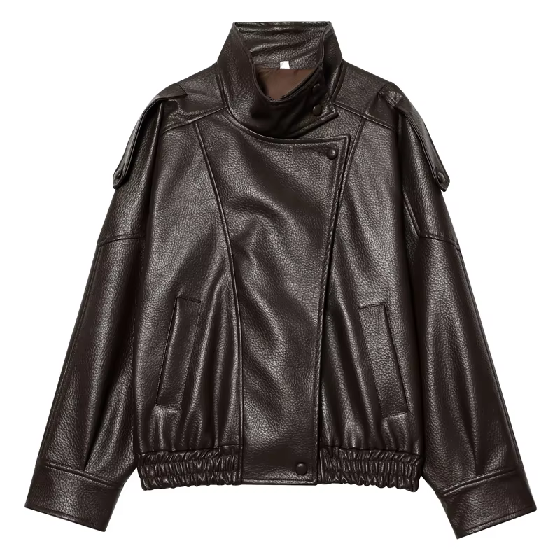 Veste femme noir veste en cuir Pu haut à manches longues femme automne 2025 nouveau en vestes et man
