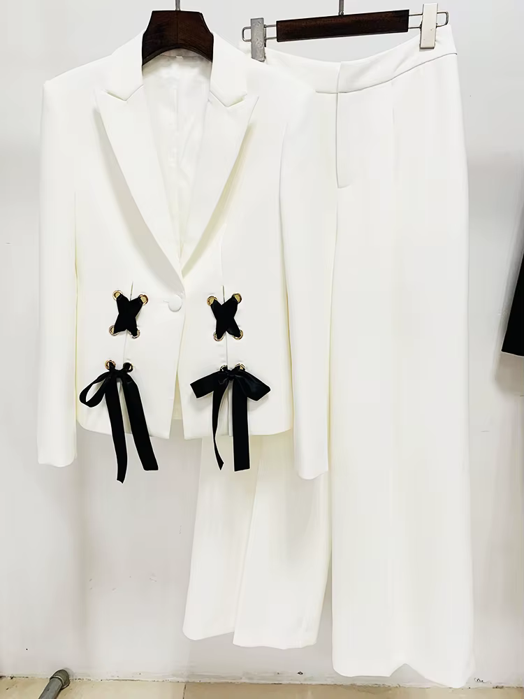 HIGH STREET Nouvelle Collection Mode 2026 Printemps/Été Ensemble Blazer et Pantalon Droit pour Femme