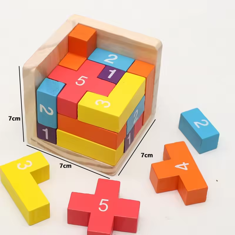 Puzzle Cube 3D Luban, jouet éducatif créatif en bois, cerveau, qi, esprit, jeu d'apprentissage préco