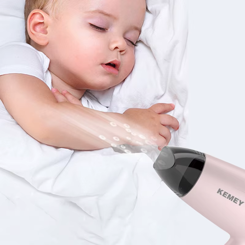 Kemei sèche-cheveux Compact pliable à poignée Portable souffleur à faible bruit sèche-cheveux vent c