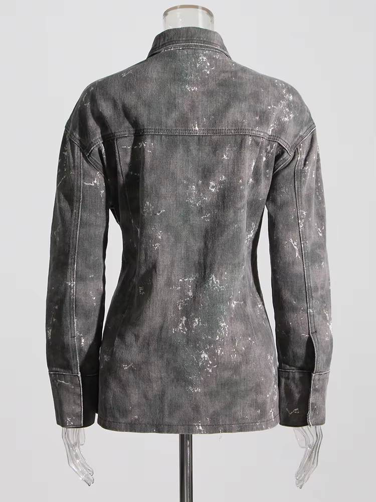 TWOTWurea-Veste en jean YLE Temperament pour femme, revers, manches longues, simple boutonnage, cams
