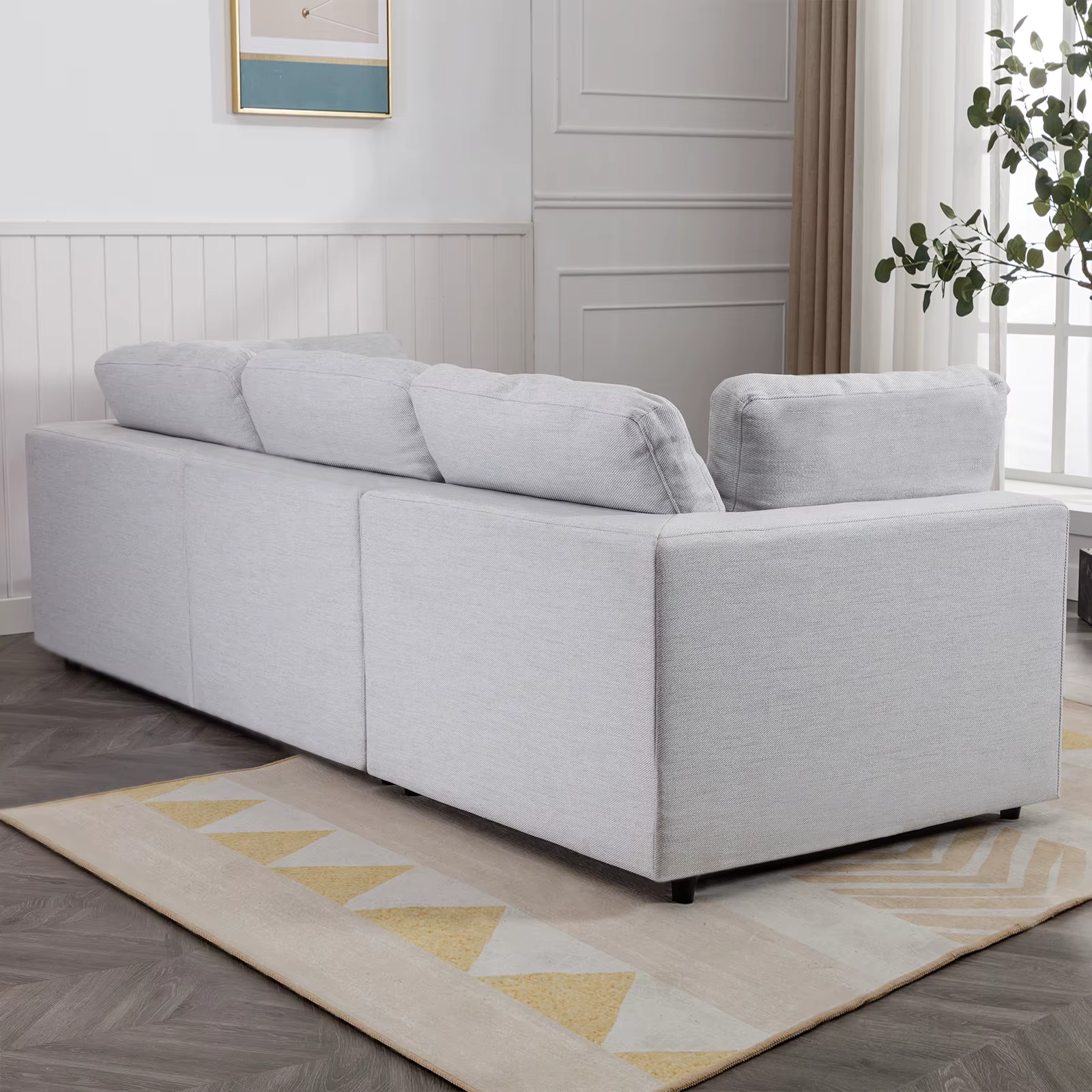 HORGgland-Canapé sectionnel en forme de L avec 2 coussins gratuits, chaise droite, O, 107 po