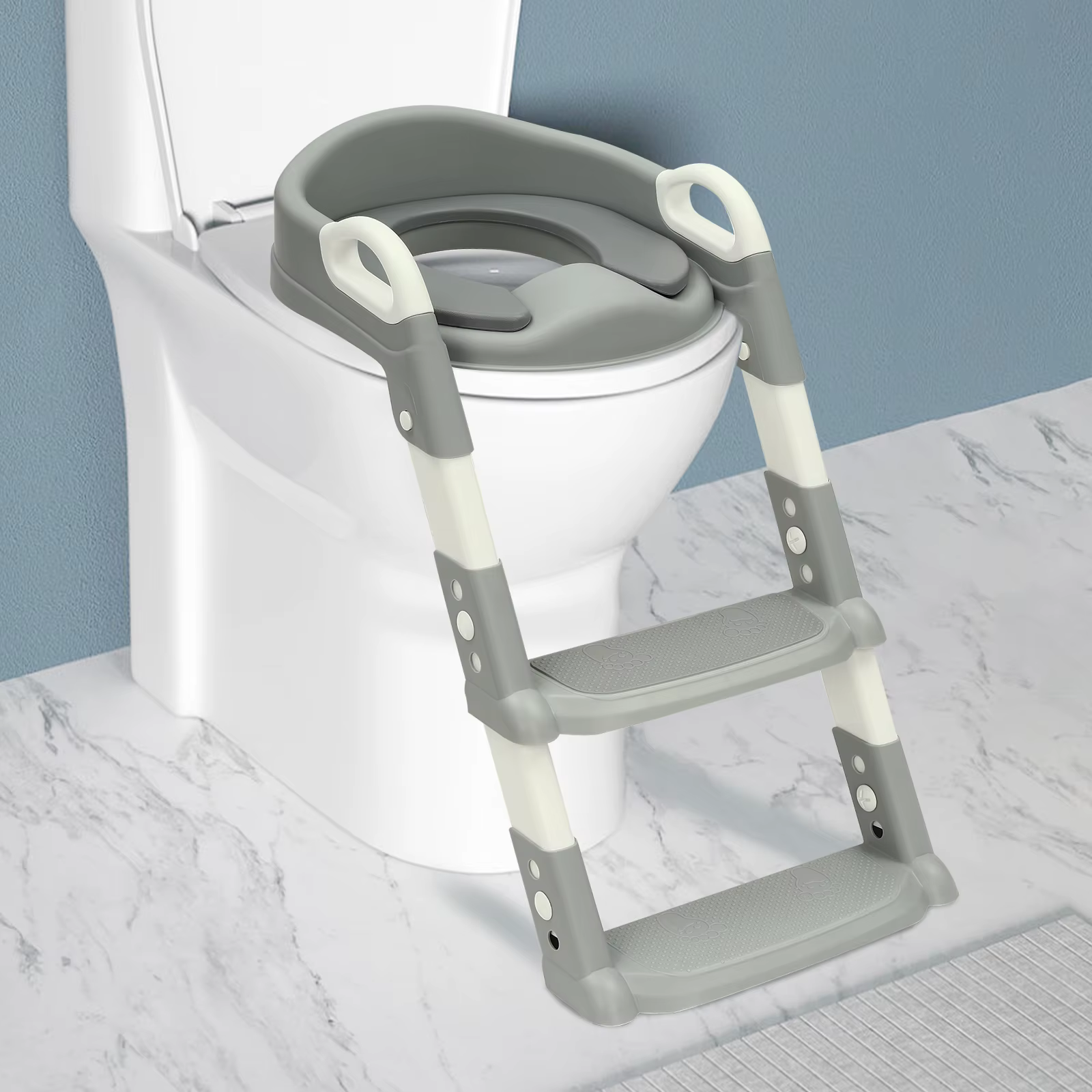 Siège de toilette pliable pour enfants de 2 à 7 ans, réglable en hauteur, avec coussin en PU amovibl
