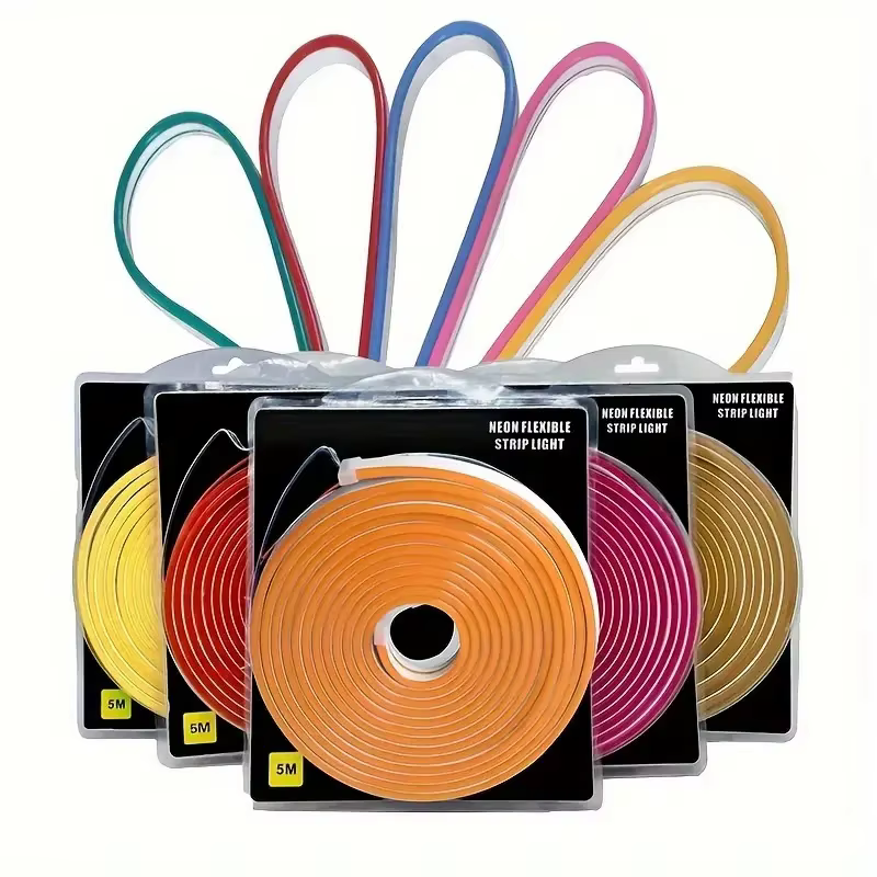 1 rouleau 12V 196,85 pouces/5M LED néon en Silicone Flexible, bande lumineuse LED extérieure étanche