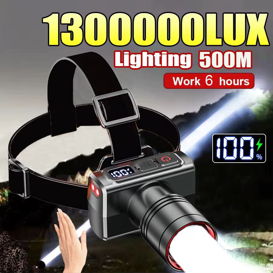 Lampe frontale Rechargeable Super lumineuse avec capteur de mouvement, lampe frontale Led, étanche, 