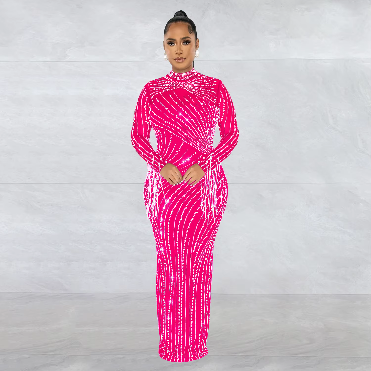 Rotterdam-Robe Longue Transparente avec Strass, Costume Luxueux de Danseuse, Tenue de Soirée Nue Cli