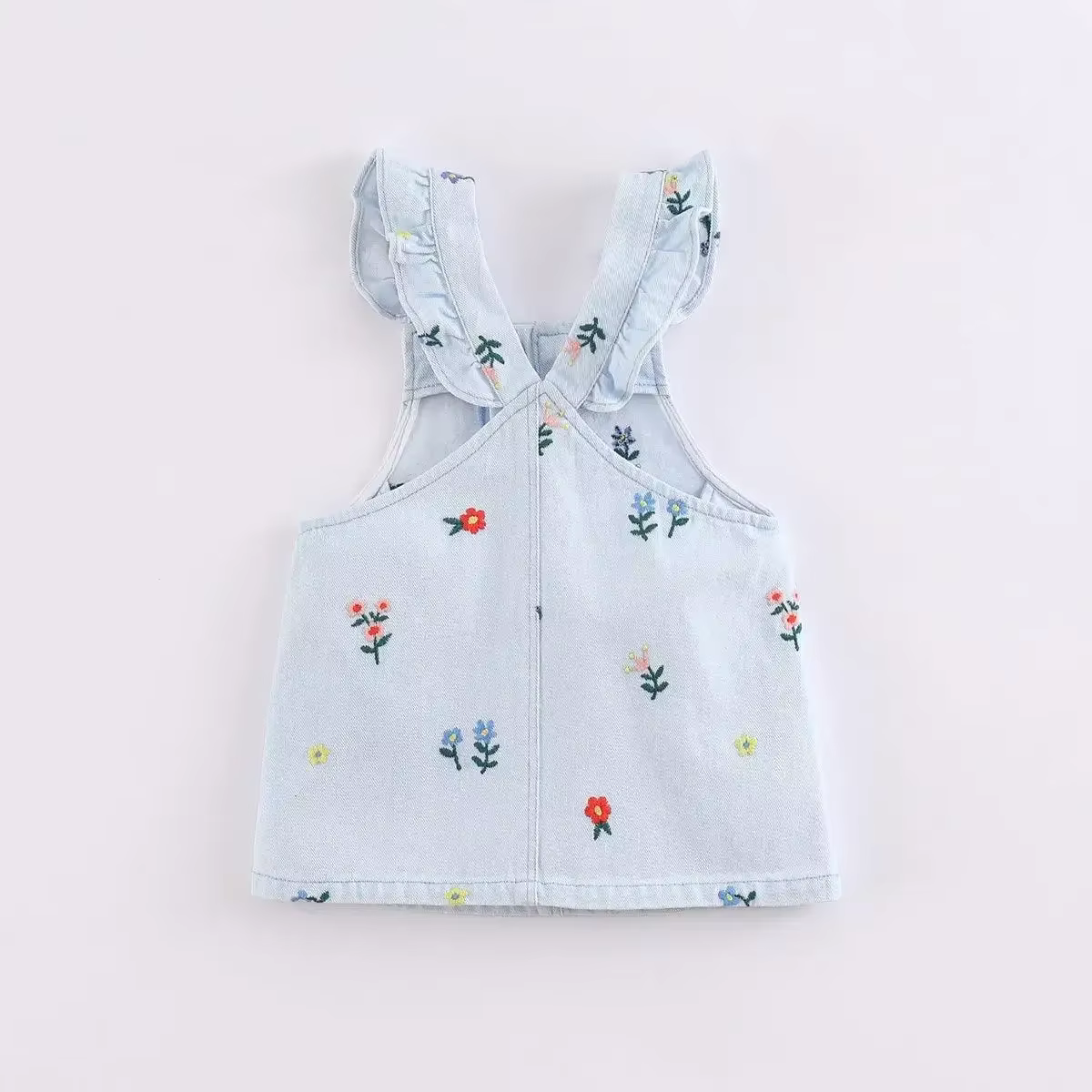 MARC & JANIE Robe d'été à bretelles en jean brodée florale pour filles, printemps 220689