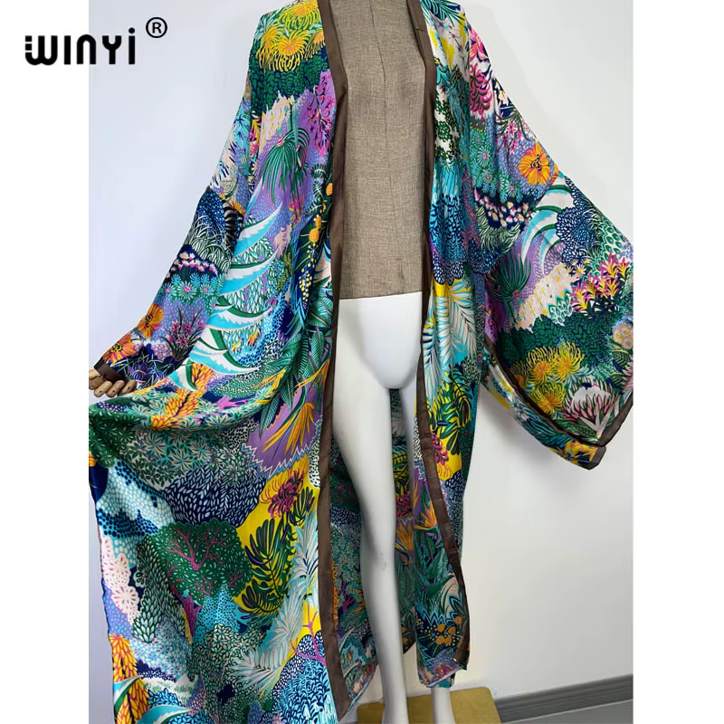 WINYI nouveau été femmes Cardigan point Cocktail Sexcy Boho Maxi vacances africaines manches chauve-