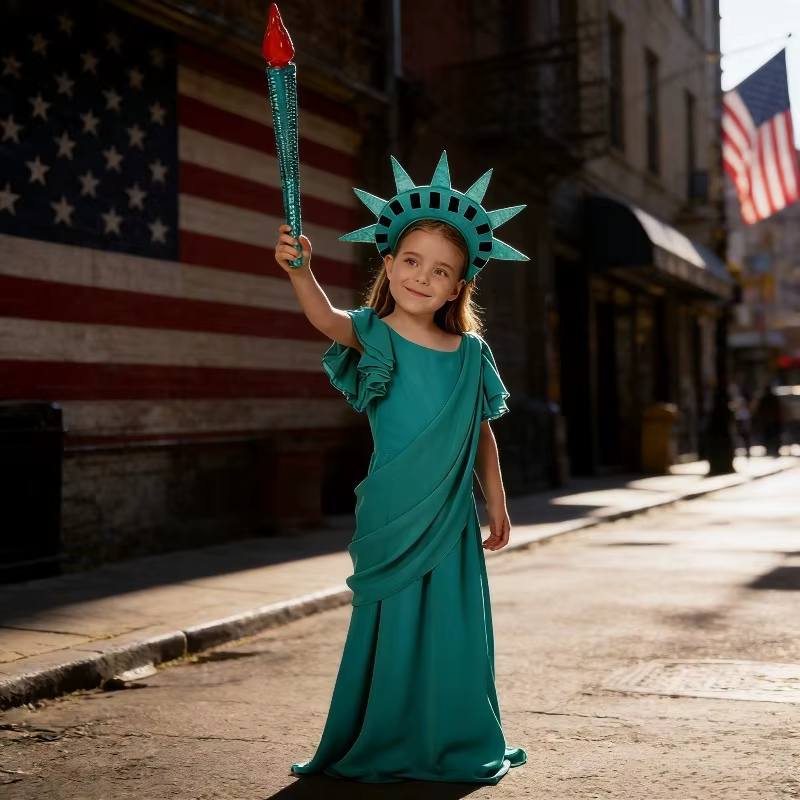 Costume de la Statue de la Liberté pour enfants, robe grecque et romaine antique, déguisement d'Hall