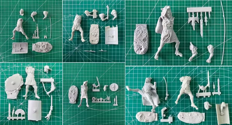Kit de figurines en résine moulée sous pression, échelle 1/24, 75mm, batailles de la Rome antique, j