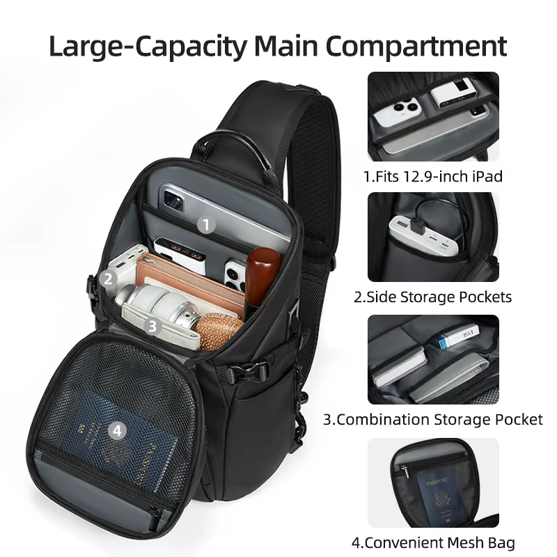 Sac à bandoulière étanche pour hommes, avec séparation sèche et humide, Port de chargement USB, gran