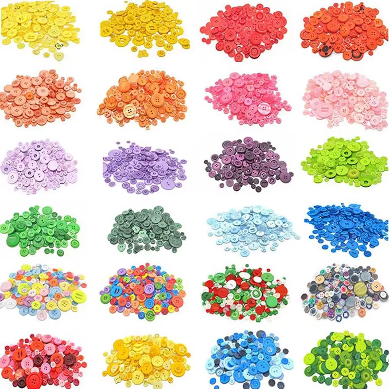 Boutons en résine mélangée colorés, 100 pièces, fournitures de couture faites à la main pour la mais