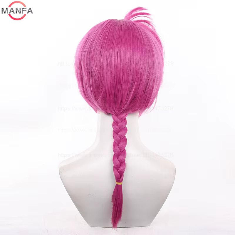 Haute qualité nouveau Anime Ranma 1/2 Ranma Cosplay perruque Ranma noir Rose rouge tressé Halloween 