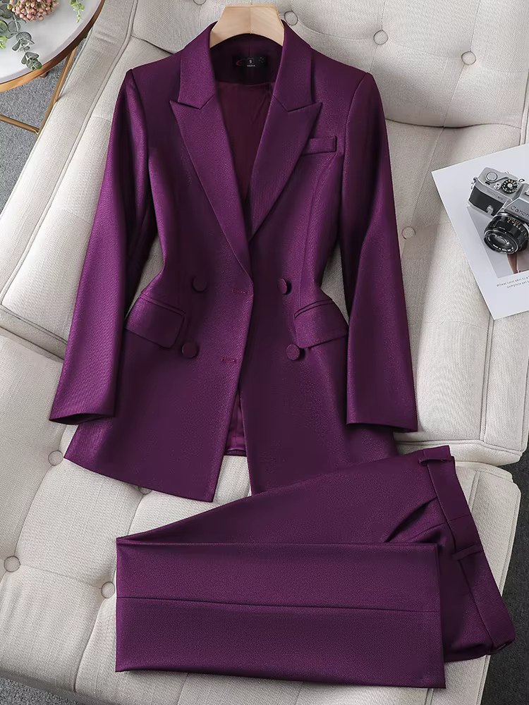Blazer et pantalon imbibés pour femme, veste à manches longues, surintendant ser, vêtements de trava