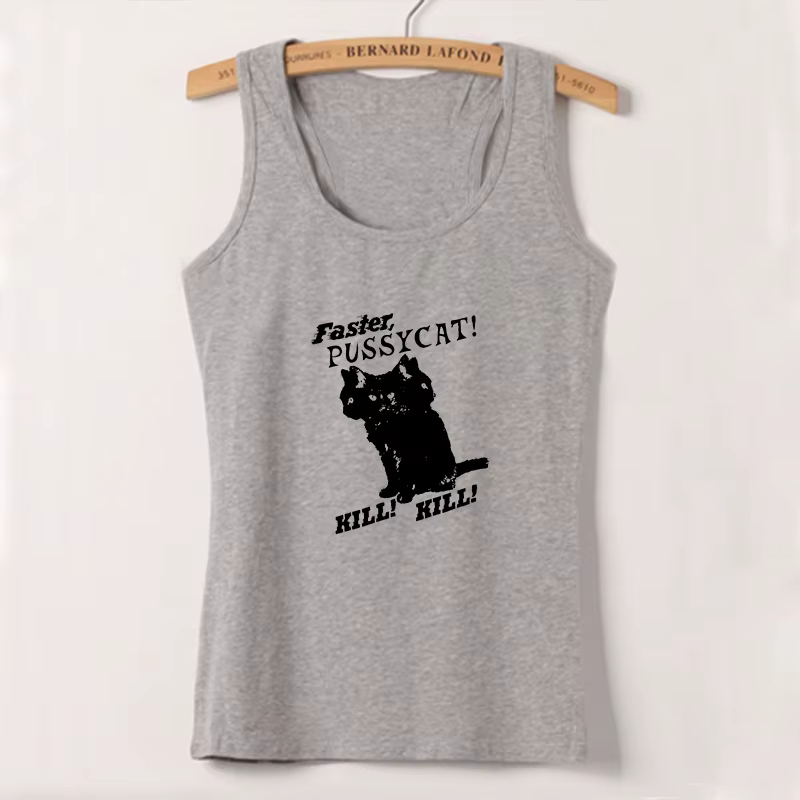 Y-Women FibrCasual Cat Pattern Print Tanks, Style Y2k Aesthetic Sweet Sexy, Précieux, Harajuku Basic