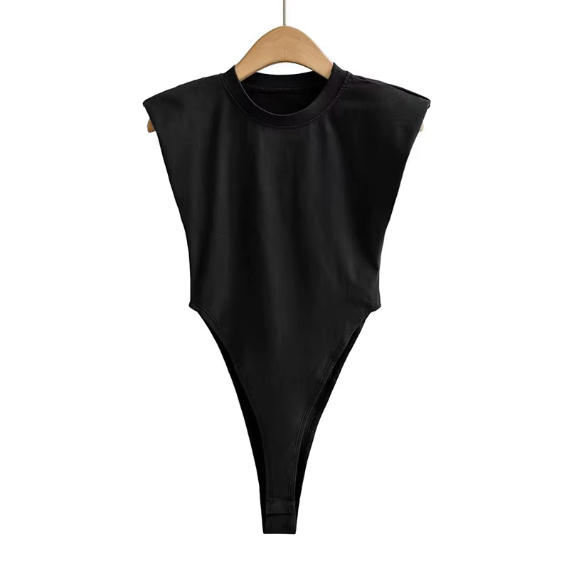 Hauts sexy pour femmes, combinaisons moulantes d'été, body à épaules rembourrées, body basique sans