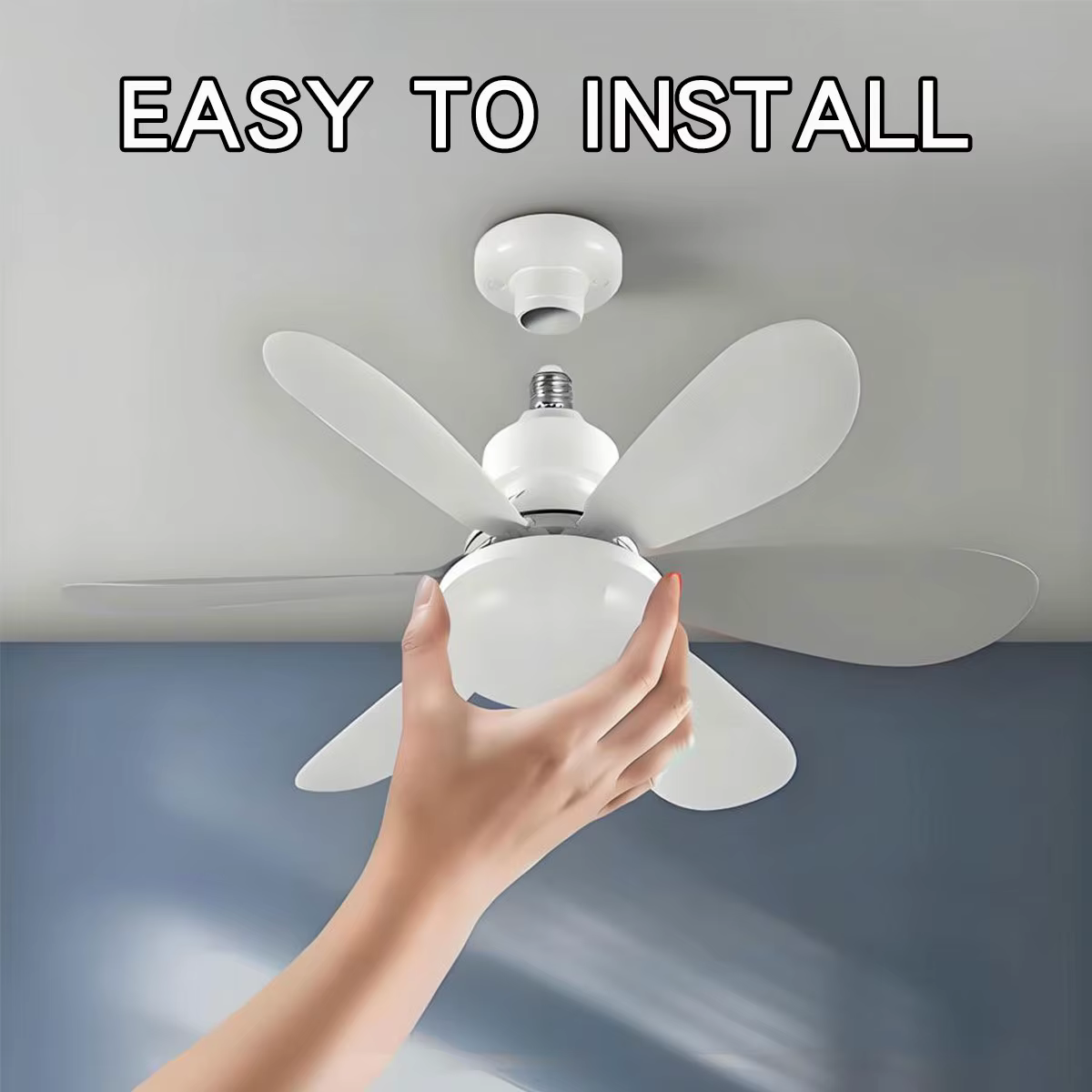 Ventilateur de plafond LED E27 avec télécommande, 30W 40W, fonction de gradation, adapté au salon, a