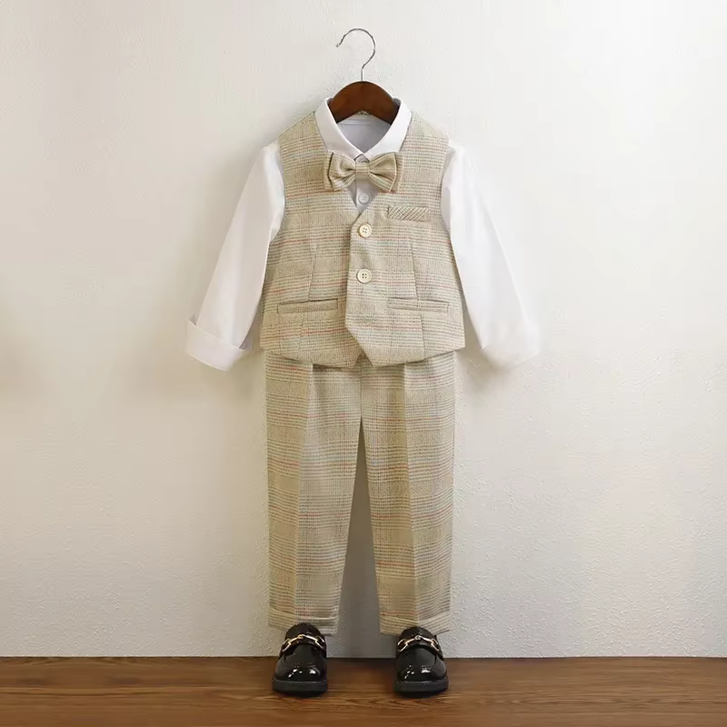 Costume de mariage pour enfants de 8 à 12 ans, vêtements d'automne pour garçons, ensemble Blazer à c