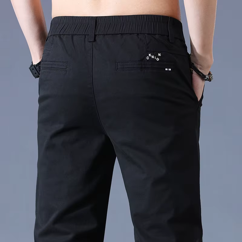 2025 nouveau haute qualité hommes mince pantalons décontractés taille moyenne Stretch travail pantal