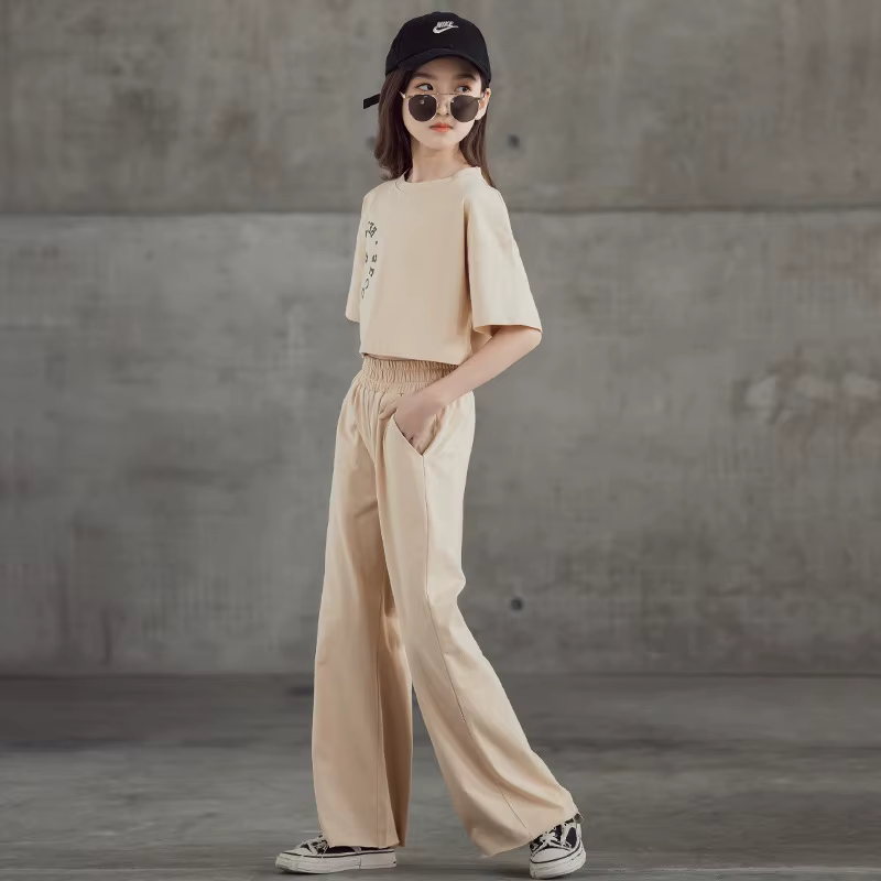 Ensemble de vêtements pour adolescentes de printemps et d'été, t-shirt et pantalon courts pour enfan