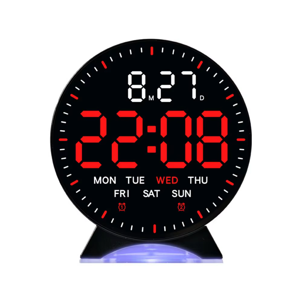 Horloge numérique LED avec affichage 12/24H, date, semaine, horloge électronique haute définition, l