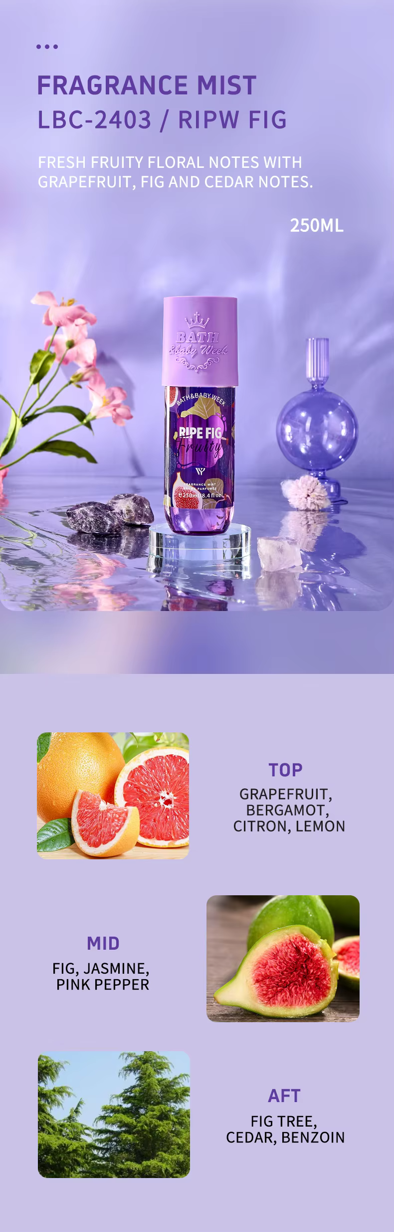 BRume de parfum corporel BATH & BABY WASH, d'une grande capacité de 250 ml, divers parfums fruités p