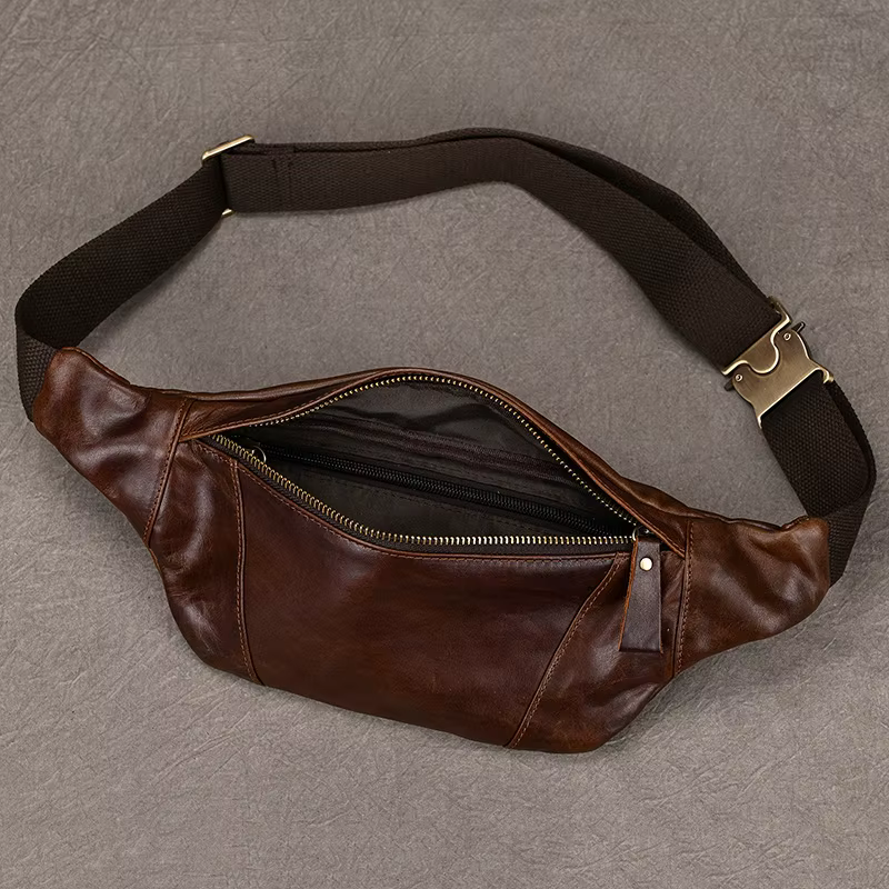 Sacs de poitrine en cuir pour hommes, sac à bandoulière lancé pour homme, sac de taille masculin, sa