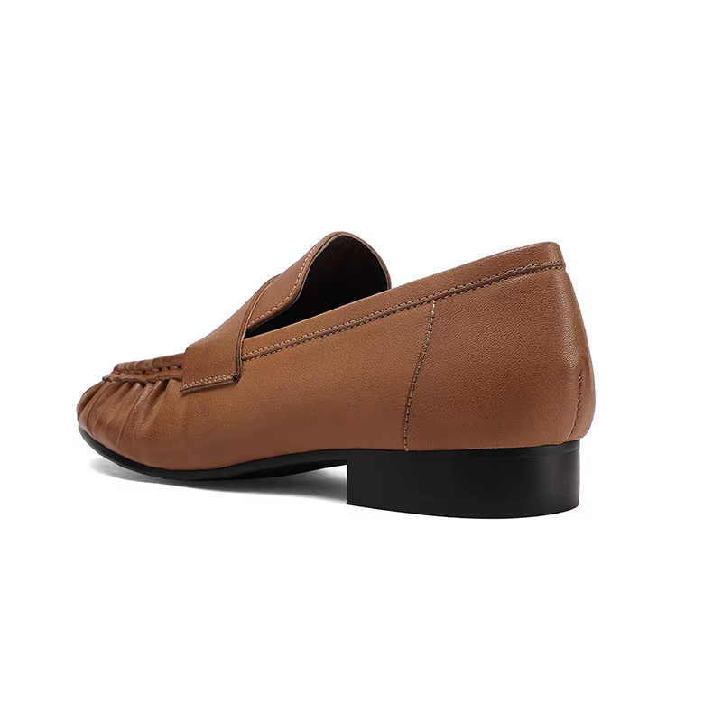 SmallHut Nouvelle Tendance Printemps 2026 Mocassins Femme en Cuir Véritable Marron Noir Style Patchw