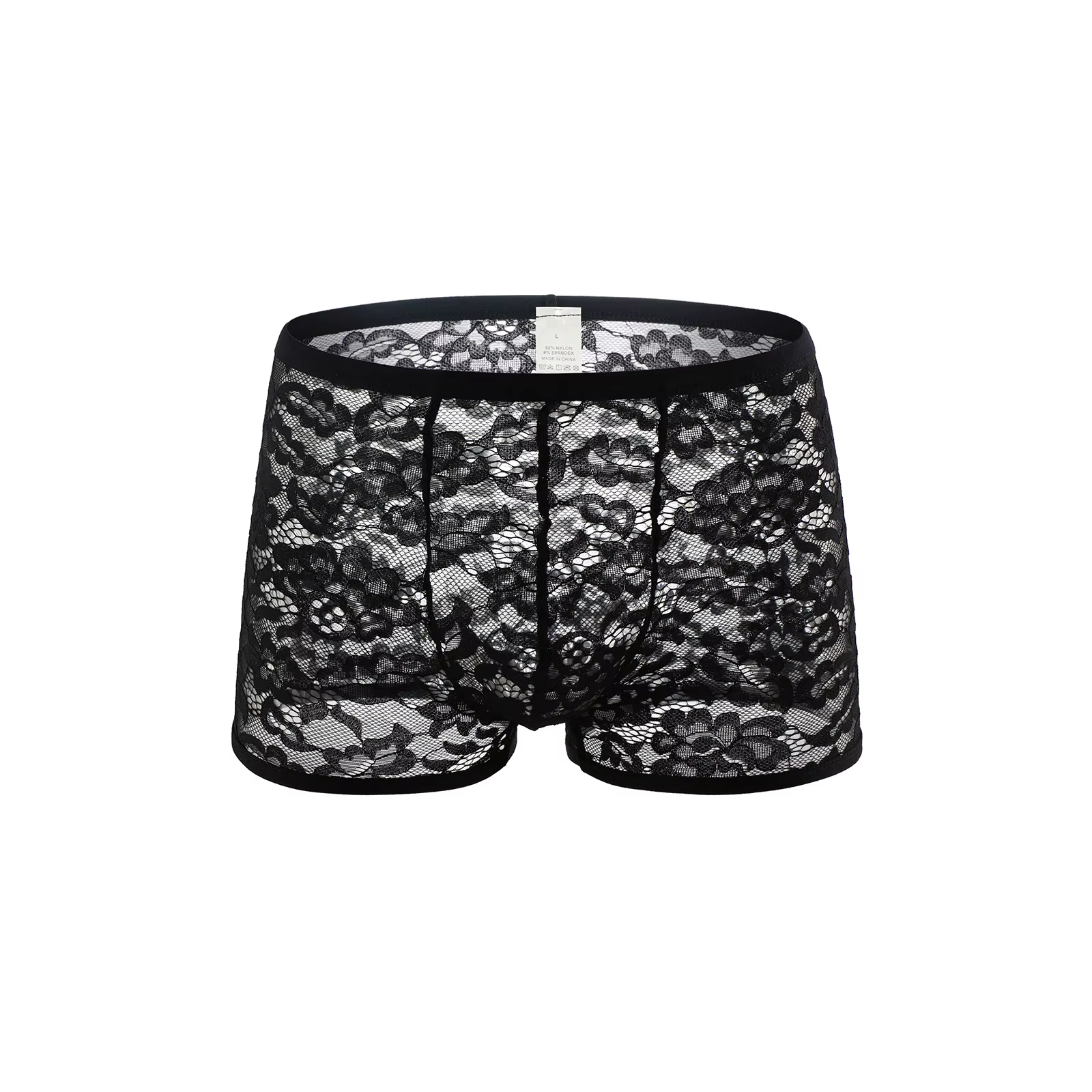 Boxers en dentelle pour hommes, sous-vêtements transparents, Lingerie érotique, pochette bombée en m