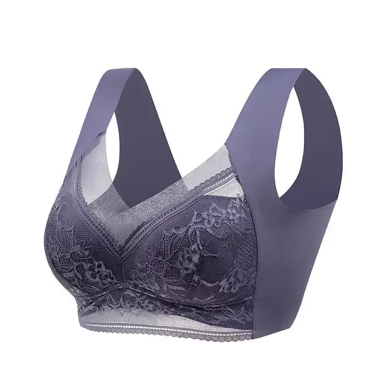 L-6L femmes grand soutien-gorge Push Up glace soie sans couture supérieur Bralette dentelle sans fil