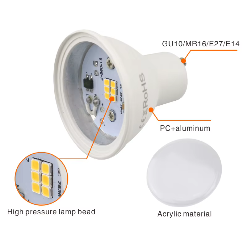 2 pièces GU10 MR16 E14 E27 projecteur 6W AC220V-240V ampoule Led Angle de faisceau 24 120 degrés amp