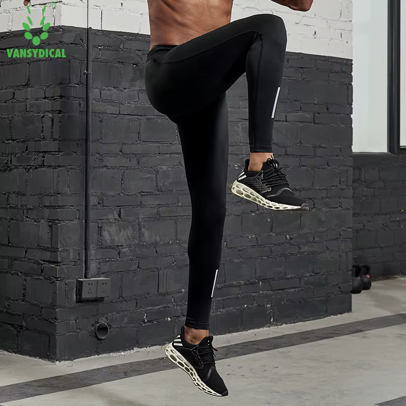 VANSYDICAL – pantalon de Compression pour hommes, collant de course avec rayures réfléchissantes, Le