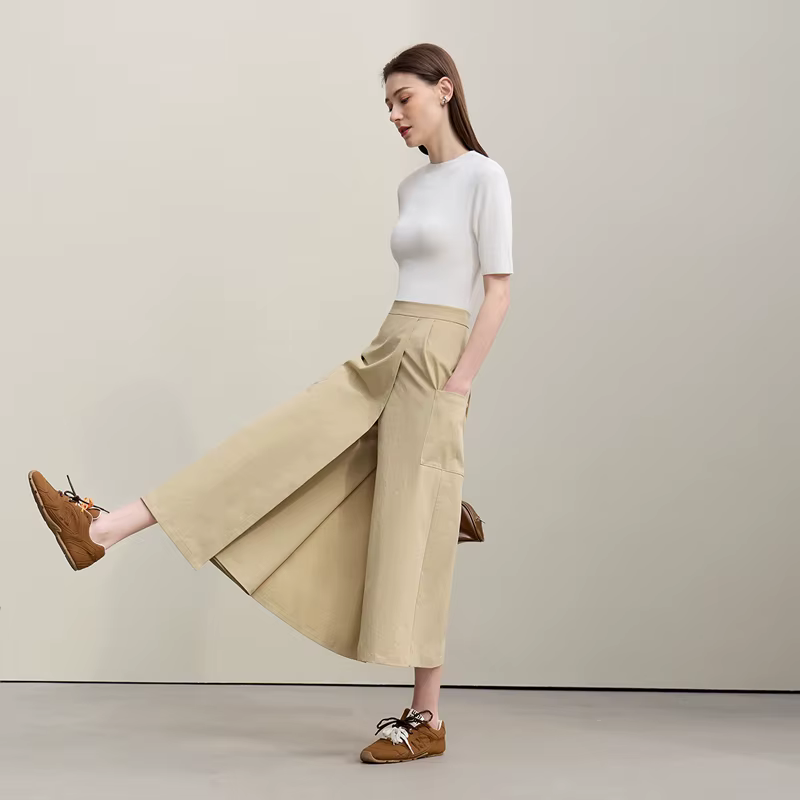 Jupe trapèze Amii pour femme, nouvelle collection été 2026, texturée, décontractée, avec poches, lon