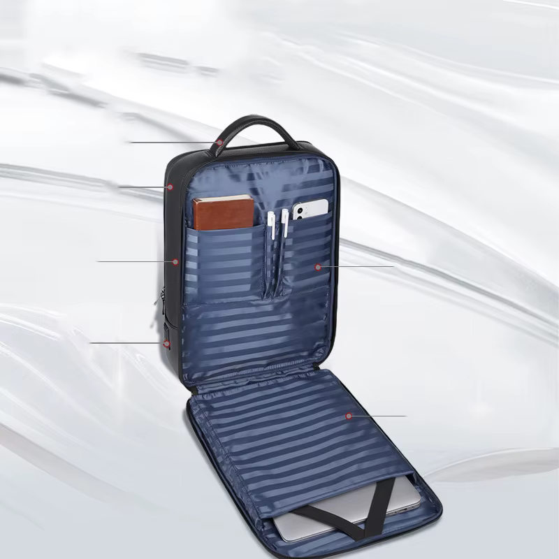 100% sac à dos en cuir véritable hommes 15.6 pouces sac à dos pour ordinateur portable USB Charge an