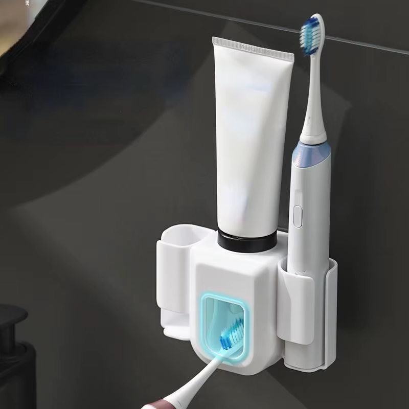 Porte-brosse à dents Double trou, organisateur mural de brosse à dents, support de dentifrice, press