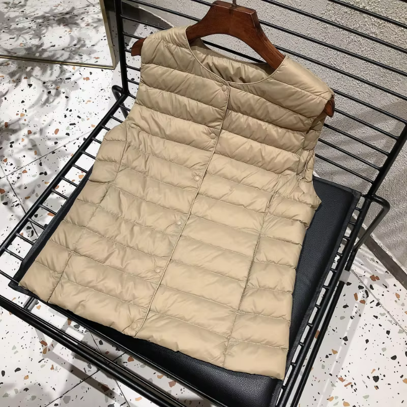 Veste en duvet de canard blanc 90% pour femme, gilet Ultra léger, doublure chaude, sans manches, nou